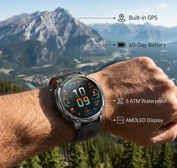 Glowsen™ Titan Trek — Tactical Smartwatch with GPS & 60-Day Battery